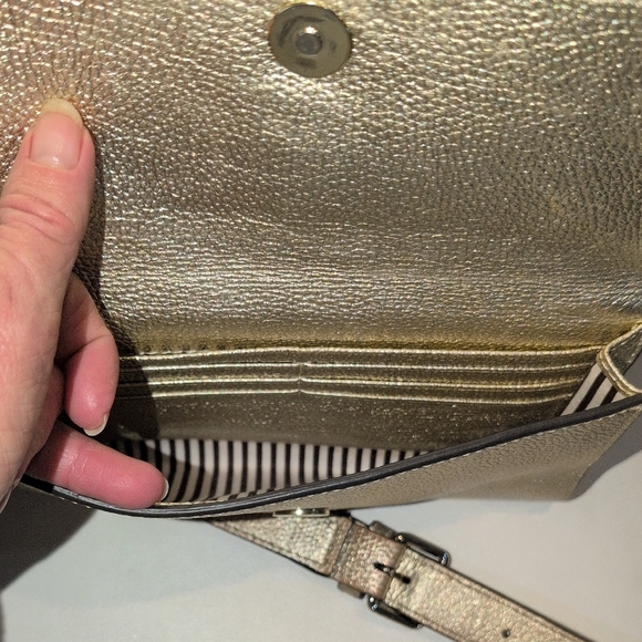 Henri Bendel Metallic Gold Clutch and Crossbody Set